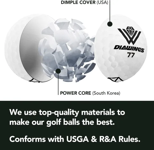 Miniatura 7 de Diawings Max Distance - Pelotas de golf para máxima distancia, anticorte, giro bajo, tiros rectos, media docena, 6 pelotas Blanco, rosa, naranja