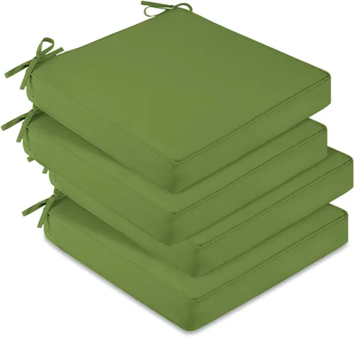 Miniatura 35 de downluxe Juego de 2 cojines impermeables para sillas de exterior, 19 x 19 x 3 pulgadas, cojines para sillas de patio con lazos y mango Marrón