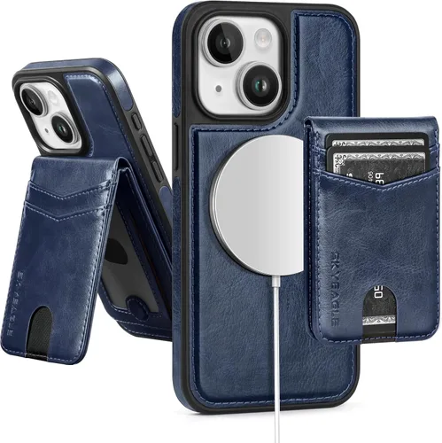 Miniatura 14 de SkyEagle Magsafe - Funda magnética 2 en 1 desmontable para iPhone 11 Pro Max con tarjetero, para mujeres y hombres, piel sintética con bloqueo RFID