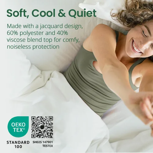 Miniatura 4 de SafeRest Sleepure - Protector de colchón impermeable tamaño individual derivado de viscosa de bambú - Ajustado con bolsillos elásticos - Funda