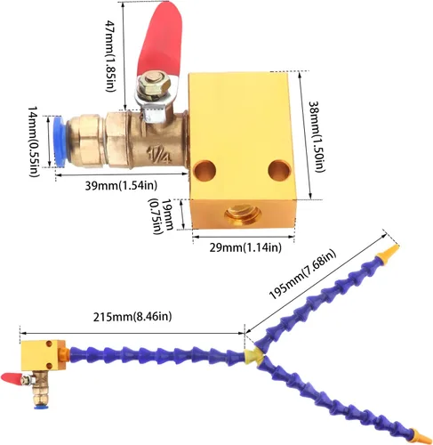 Miniatura 2 de CLAHJQX - Sistema de pulverización de lubricación de refrigerante de niebla, boquilla redonda bifurcada de doble cabeza, sistema de pulverización