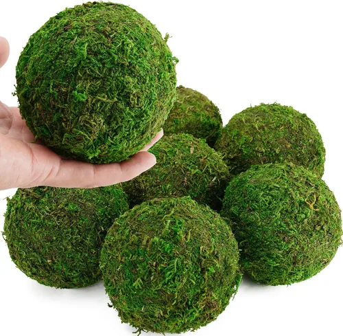 Miniatura 10 de Juego de bolas de musgo decorativas, bolas de musgo falsas para rellenos de cuencos, decoración de centro de mesa, decoración del hogar, relleno