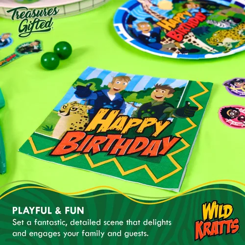 Miniatura 5 de Treasures Gifted Suministros para fiesta de cumpleaños de Wild Kratts con licencia oficial, paquete de 48 servilletas, suministros de fiesta de Wild