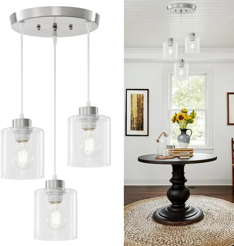 Miniatura 10 de Lámpara colgante de 3 luces, lámpara colgante para isla de cocina, iluminación colgante negra para cocina, dormitorio, pasillo, accesorios de 3