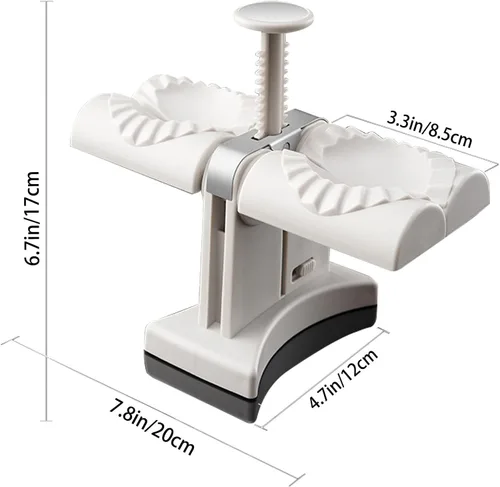 Miniatura 3 de Molde Automático para Hacer Dumplings de Doble Cabezal para el Hogar, Prensa para Hacer Dumplings con Almohadilla de Amasado, 2 Herramientas