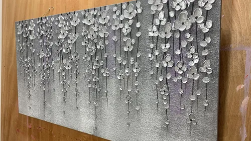 Miniatura 8 de Yika Art Pinturas 3D de 24 x 48 pulgadas, pintura al óleo abstracta moderna pintada a mano sobre lienzo, obra de arte abstracta para decoración