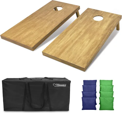 Miniatura 20 de GoSports 4 ft x 2 ft Regulation Size Wooden Cornhole Boards Set with Light Brown Finish - Includes Carrying Case and Bean Bags Negro- gris