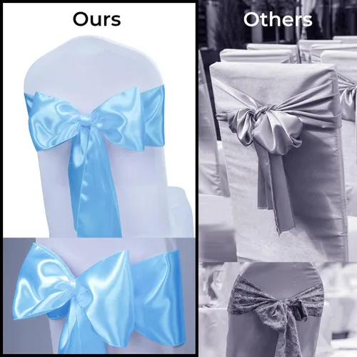 Miniatura 9 de Babenest Bandas de satén para silla, 50 lazos mejorados para silla, lazos para bodas, banquetes, fiestas, Pascua, Navidad, baby shower, decoración
