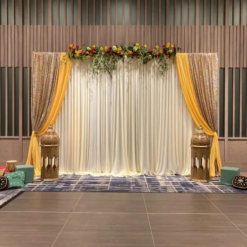 Miniatura 3 de Soporte de fondo profesional de 20 pies, soporte de fondo portátil dorado, soporte de altura ajustable para fondo de fotografía de eventos, fiestas