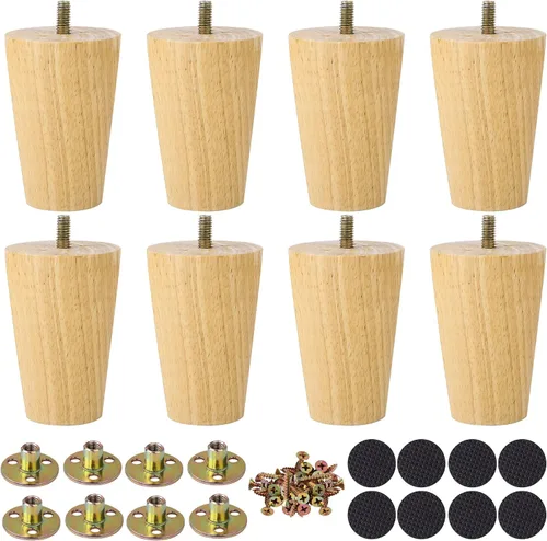 Miniatura 12 de uxcell Patas de madera para muebles, patas de sofá de 2 pulgadas, patas redondas de madera maciza, patas de sofá de color madera, patas de repuesto