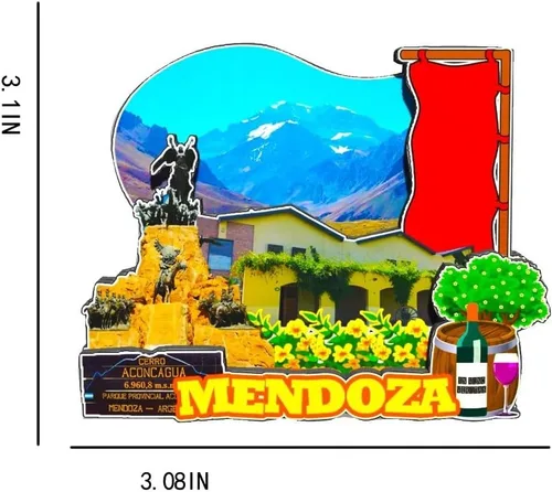 Miniatura 3 de Argentina Mendoza - Imán de madera para nevera, monumentos 3D, recuerdos coleccionables, decoración hecha a mano -573