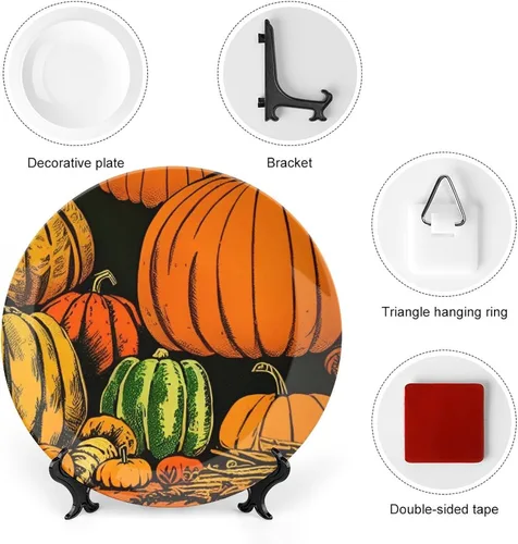 Miniatura 3 de Platos decorativos de calabazas grandes de Acción de Gracias, platos de cerámica para decoración del hogar, platos de cena de temporada de otoño