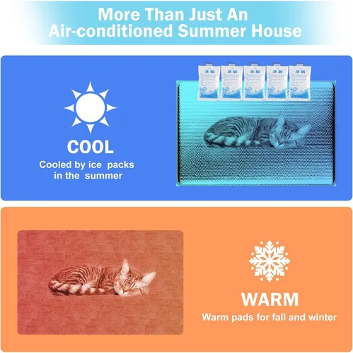 Miniatura 2 de Casa resistente para gatos con calefacción para invierno, casa para gatos al aire libre con aislamiento impermeable, con almohadilla térmica