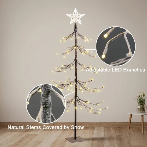 Miniatura 2 de Árbol de nieve iluminado de 4 pies con 112 luces LED para decoración interior y exterior, hogar, patio, Navidad, boda, festival, decoración, blanco