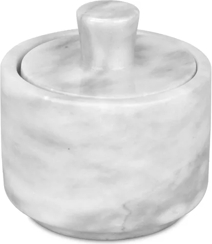 Miniatura 10 de Salero de Mármol con Tapa, Cuencos de Sal y Pimienta Caja Recipiente, Frasco de Sal con Tapa para Cocina y Baño (Negro)