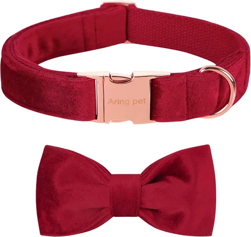 Miniatura 29 de ARING PET Collar de perro con corbatín, collares de terciopelo para perros con corbatín extraíble, collar de lazo ajustable para perros hembras