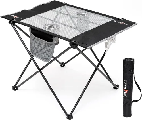 Miniatura 11 de SUNNYFEEL Mesa de camping plegable – Mesa de picnic portátil de aluminio ligero, 18.5 x 18.5 x 24.5 pulgadas para cocinar, playa, senderismo