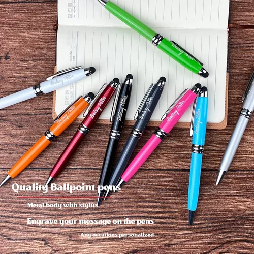 Miniatura 4 de Ancolo Bolígrafos publicitarios personalizados con lápiz capacitivo, personalizados con tu logotipo o mensaje, bolígrafos con nombre, número