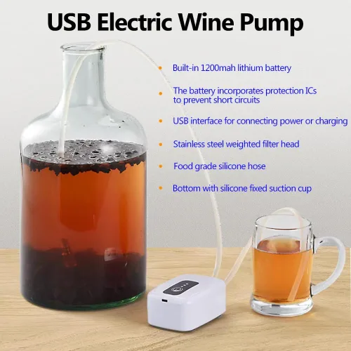 Miniatura 3 de Bomba autocebante eléctrica portátil de grado alimenticio USB para embotellar vino, cerveza, bebidas y kombucha, kit de bomba de transferencia