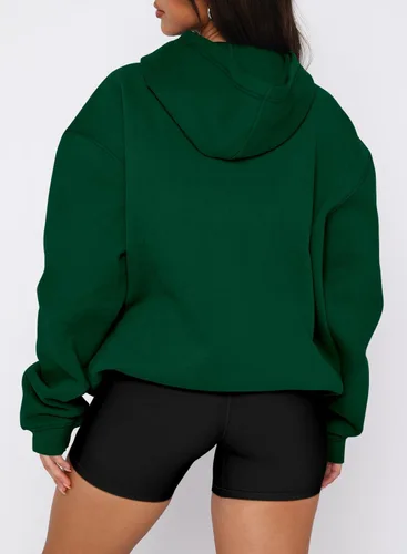 Miniatura 72 de onlypuff Sudadera casual con capucha para mujer, de manga larga, con bolsillo de canguro, hombro caído