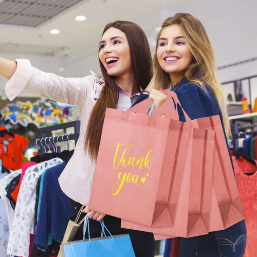 Miniatura 6 de Sweetude 30 Piezas Bolsas de Regalo de Agradecimiento con Asas a Granel Bolsa de Dulces Reutilizable No Tejida Plegable Bolso de Mano para Regalos