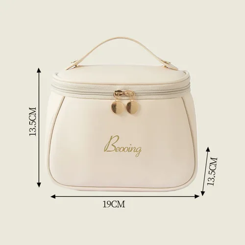 Miniatura 7 de Bolso cosmético moderno de la PU del estilo del cubo de la capacidad simple y grande para el transporte fácil del bolso del maquillaje