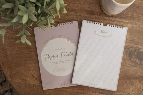 Miniatura 3 de Paper 'n Such - Calendario perpetuo para cumpleaños y aniversarios -12 meses - Libro grande para colgar en la pared - Diario para días importantes
