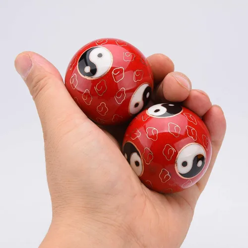 Miniatura 4 de 1.97 '' Bolas de Baoding Chino Ejercicio de la mano Bolas de masaje con caja Rojo Yin Yang Bolas con campanillas Regalo para padres TQZDBS67