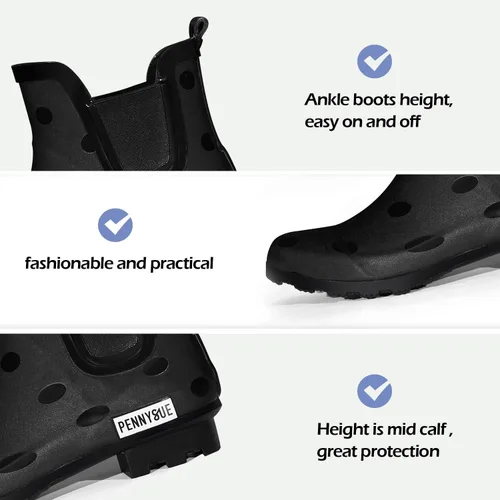 Miniatura 2 de PENNYSUE Botas de lluvia impermeables para mujer botines Chelsea cortos antideslizantes