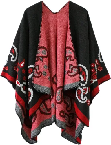 Miniatura 116 de Urban CoCo Poncho de colores para mujer, chal con frente abierto, color en bloques