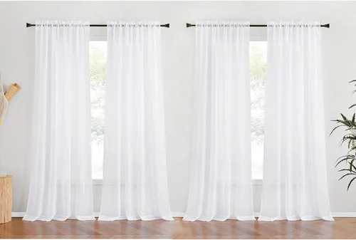 Miniatura 11 de NICETOWN Cortinas traslúcidas de gasa para ventana de dormitorio, bolsillo para barra, elegantes cortinas traslúcidas ligeras que llegan al suelo