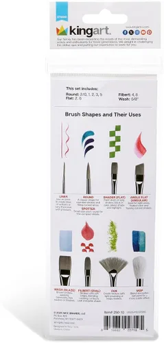 Miniatura 3 de KINGART 10 pinceles de pintura, juego de pinceles de pintura acrílica, pinceles de acuarela, pinceles acrílicos para acuarela al óleo, detalles