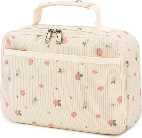 Bolsas de almuerzo para niños y niñas, cajas de almuerzo aisladas, bolsa de almuerzo de corduroy, bolsa térmica para niños pequeños, bolsa de