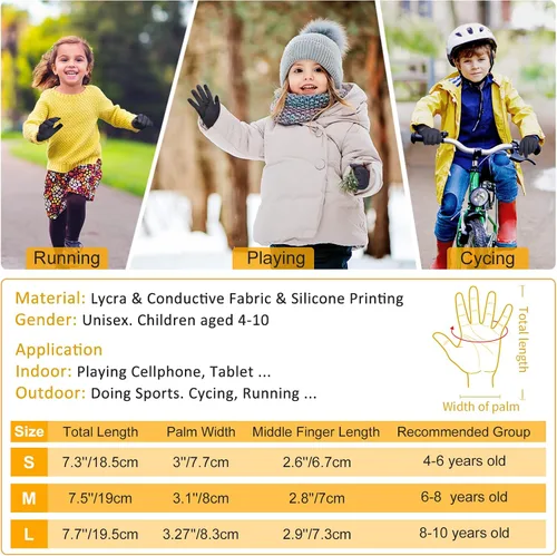 Miniatura 6 de AOTOW Winter Running Gloves for Kids - Kid Touch Screen Gloves Warm Thermal Mittens Anti-Slip Bike Soccer for Boys Girls - Gray