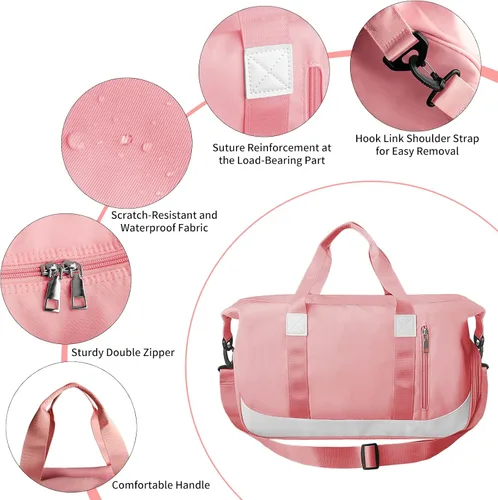 Miniatura 4 de Suruid Bolsa deportiva para gimnasio, bolsa de viaje de viaje, bolsa de yoga ligera con compartimento para zapatos y bolsa de hombro con bolsillo