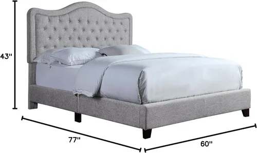 Miniatura 3 de Rosevera Jardin - Marco de cama con plataforma copetuda con botones, base de cama tapizada de tela con cabecera ajustable y soporte de listones