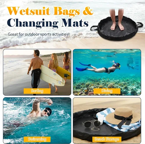 Miniatura 6 de Wetsuit Change Mat, Portable Large Beach Dry Bag Waterproof Changing Mats with Shoulder and Handle Strap for Surfing Negro
