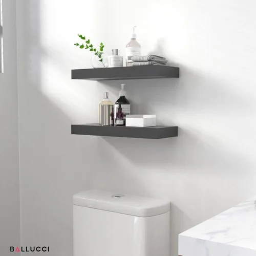 Miniatura 7 de Ballucci Estantes flotantes, juego de 2 estantes de pared de madera de 16 pulgadas con soportes invisibles para baño, sala de estar, dormitorio