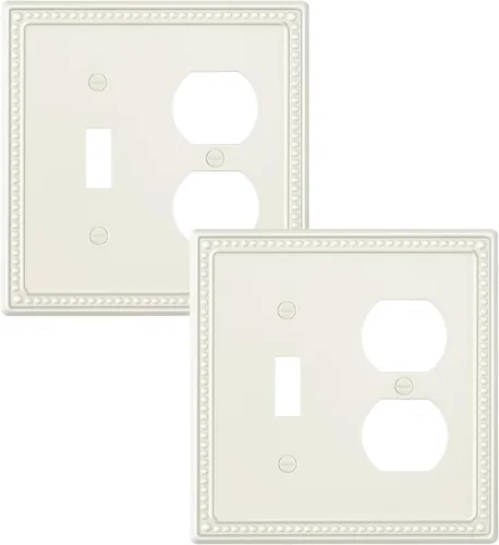 Miniatura 13 de Paquete de 4 placas de cubierta para interruptor de luz de palanca individual, cubiertas decorativas de perlas, placa de pared de metal almendra