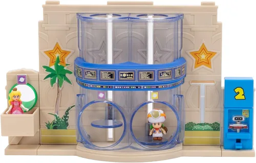 The Super Mario Galaxy Movie – Gateway Galaxy Diorama Playset con 1.5 pulgadas Princes Peach y exclusivas figuras de acción de Captain Toad Mini,