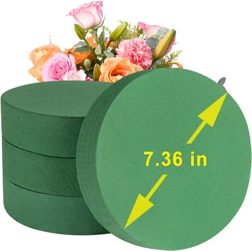 Crafare Bloques redondos de espuma floral de 7.5 pulgadas, 4 piezas, ladrillos de espuma verdes, húmedos para arreglos florales, bodas, decoraciones