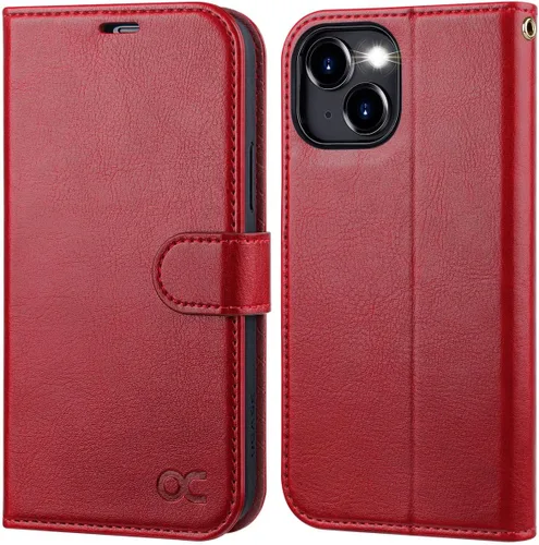 Miniatura 9 de OCASE Funda Cartera Compatible con iPhone 15, Funda Tipo Folio de Cuero PU con Tapa con Portarjetas y Bloqueo RFID Función Atril