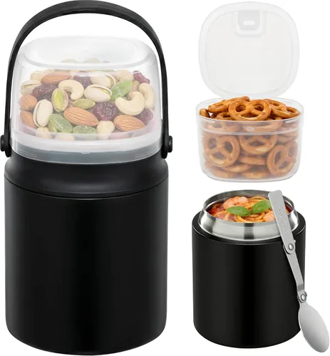 Miniatura 15 de Termo de sopa 2 en 1 para comida caliente, 14 onzas con caja de aperitivos, contenedor aislado a prueba de fugas, recipiente de almuerzo aislado