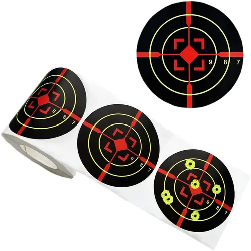 Miniatura 6 de Pegatinas de papel reactivo de 3 pulgadas para disparar, 250 rollos autoadhesivos para pistola BB, pistola de pellets, Airsoft, pistola, práctica