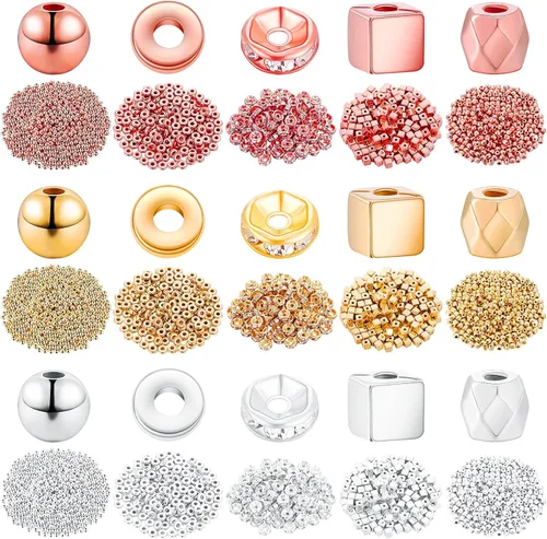 3630 piezas de cuentas espaciadoras surtidas, cuentas facetadas de rondelle, cubo, cuadrado, columna, cuentas sueltas, cuentas de cristal, cuentas