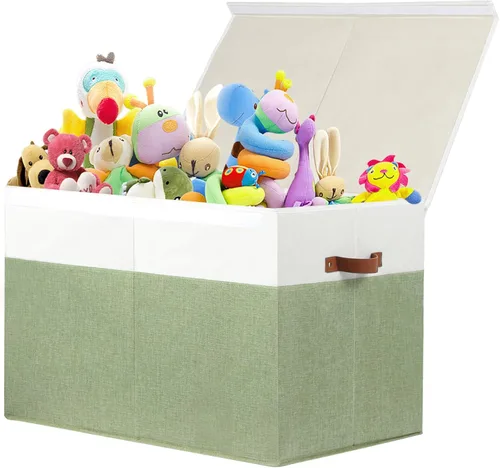 Miniatura 19 de Gowee Caja de almacenamiento de juguetes extragrande con tapa, cesta organizadora de juguetes resistente con divisores para niños, niñas, guardería