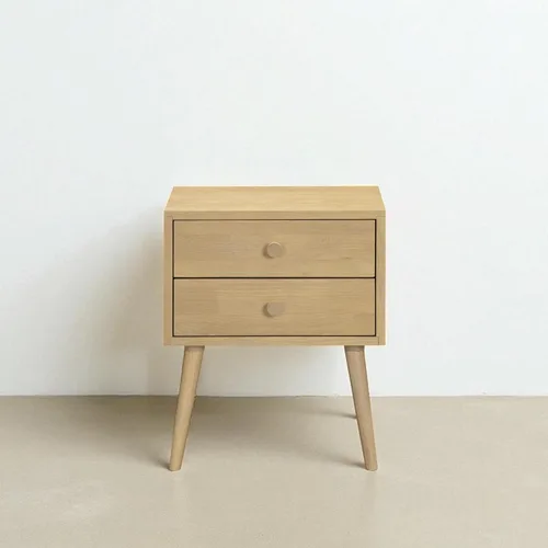 Miniatura 15 de NTC Mesita de noche Lux de roble macizo con cajón, mesa auxiliar moderna de mediados de siglo, muebles de noche, mesa auxiliar, fácil montaje, negro