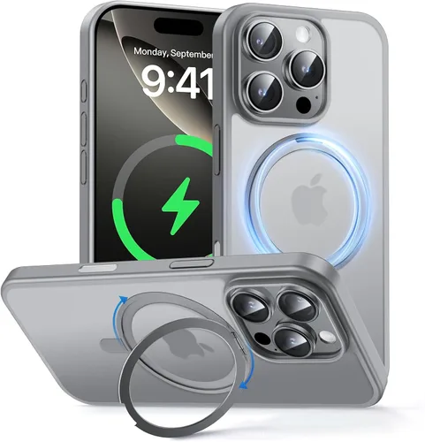 Miniatura 13 de MAGIC JOHN Soporte Magnético Invisible Giratorio 360° para Funda de iPhone 17 Pro [Botón de Control de Cámara] [Compatible con MagSafe] 16 FT Negro