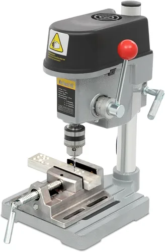 Miniatura 8 de Mini prensa de taladro de 340 W, mini prensa de taladro de banco de 3 velocidades, soporte de prensa de taladro portátil, 0-16000 rpm de 3