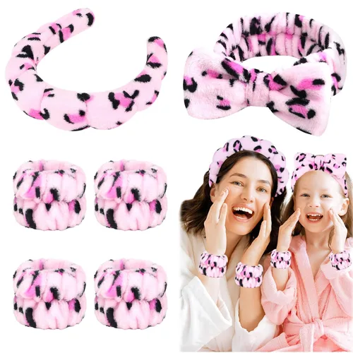 Miniatura 12 de 6 Piezas Diademas Esponjosas para Spa y Muñequeras, Beige, Diadema para Lavar la Cara y Cuidado de la Piel, Diadema Absorbente para Ducha, Yoga